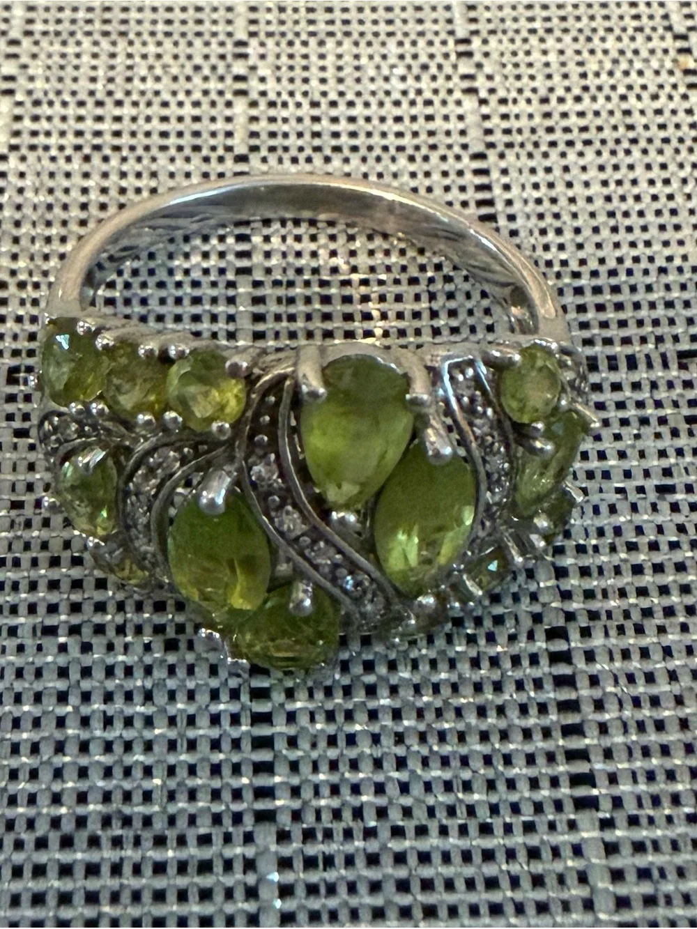 Peridot Green Multi-Stone Sterling Silver Band Ring